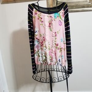 🆕️ Marc Cain Floral and Striped Long Sleeve Top. Size: 2.